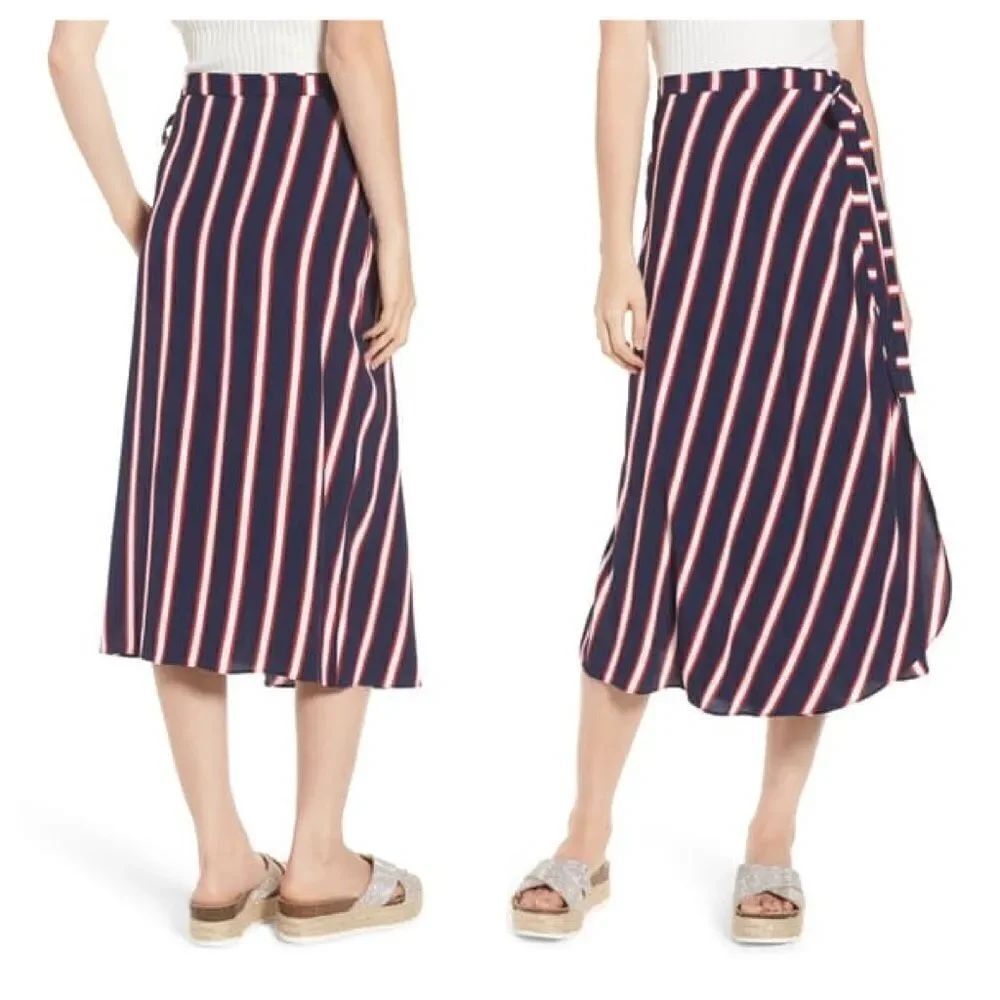 BP. Stripe Midi Wrap Skirt Size Extra Small